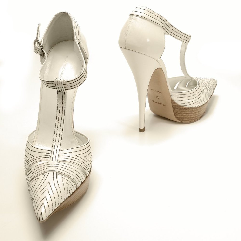 NIB Collectors Balenciaga-Paris White Mary Jane Pumps